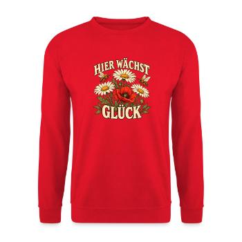 Hier wächst Glück - Unisex Pullover - Rot - Vorne - Alina (178cm) & Michal (187cm)