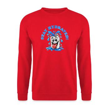 Bleib Hydriert – Comic-Dose - Unisex Pullover - Rot - Vorne - Alina (178cm) & Michal (187cm)