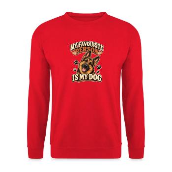 Meine Lieblingsperson ist mein Hund – der Deutsche Schäferhund - Unisex Pullover - Rot - Vorne - Alina (178cm) & Michal (187cm)