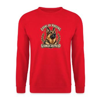 Loyal by Nature – Deutscher Schäferhund-Porträt - Unisex Pullover - Rot - Vorne - Alina (178cm) & Michal (187cm)