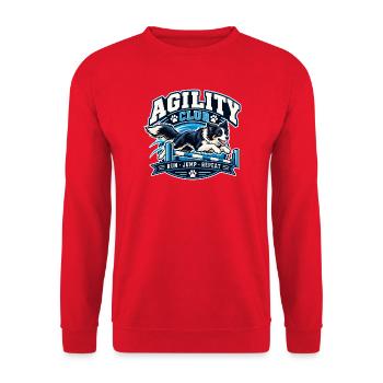 Agility Hund Club Sprung über Hürde - Unisex Pullover - Rot - Vorne - Alina (178cm) & Michal (187cm)