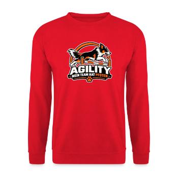 Agility Hund Rally Logo - Unisex Pullover - Rot - Vorne - Alina (178cm) & Michal (187cm)