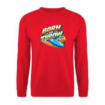Born to Throw Frisbee - Unisex Pullover - Rot - Vorne - Alina (178cm) & Michal (187cm)