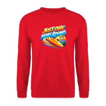 Noch Eine Runde Disc Golf Motiv - Unisex Pullover - Rot - Vorne - Alina (178cm) & Michal (187cm)