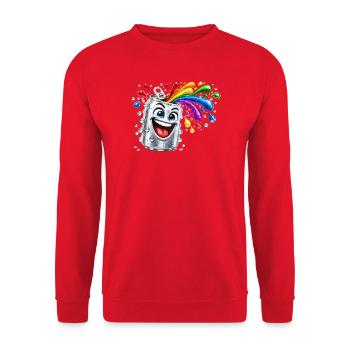 Fröhliche Farbdusche aus Dose - Unisex Pullover - Rot - Vorne - Alina (178cm) & Michal (187cm)
