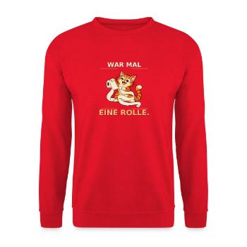 War mal eine Rolle Katze - Unisex Pullover - Rot - Vorne - Alina (178cm) & Michal (187cm)