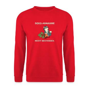Dekoabnahme Nicht Bestanden Katze - Unisex Pullover - Rot - Vorne - Alina (178cm) & Michal (187cm)