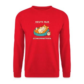 Heute Nur Schnurrbetrieb Katze - Unisex Pullover - Rot - Vorne - Alina (178cm) & Michal (187cm)