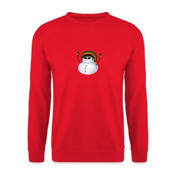 Rasta Schneemann - Mit Sonnenbrille - Unisex Pullover - Rot - Vorne - Alina (178cm) & Michal (187cm)