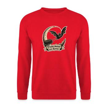 Fledermaus statt Rentier Gothic Weihnachten Shirt - Unisex Pullover - Rot - Vorne - Alina (178cm) & Michal (187cm)