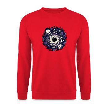 Schwarzes Loch Planet Weltraum Sci-Fi Vektor Shirt - Unisex Pullover - Rot - Vorne - Alina (178cm) & Michal (187cm)