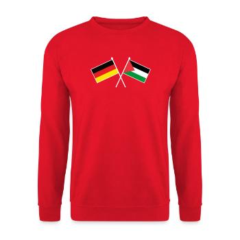 Germany x Palestine Freundschaftsflagge - Unisex Pullover - Rot - Vorne - Alina (178cm) & Michal (187cm)