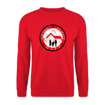 Rocket-Familie über dem Haus - Unisex Pullover - Rot - Vorne - Alina (178cm) & Michal (187cm)