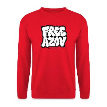 Free Azov – Blasen-Graffiti - Unisex Pullover - Rot - Vorne - Alina (178cm) & Michal (187cm)