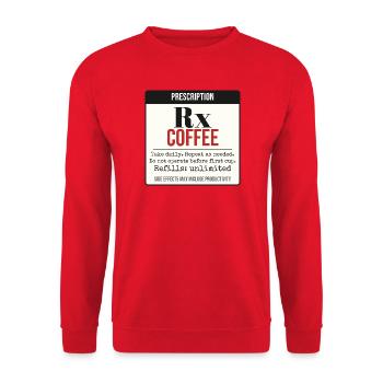 Rezept: Kaffee – Täglich einnehmen - Unisex Pullover - Rot - Vorne - Alina (178cm) & Michal (187cm)