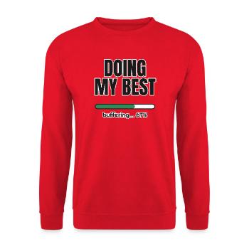 Doing My Best – Ladebalken 67 Prozent - Unisex Pullover - Rot - Vorne - Alina (178cm) & Michal (187cm)