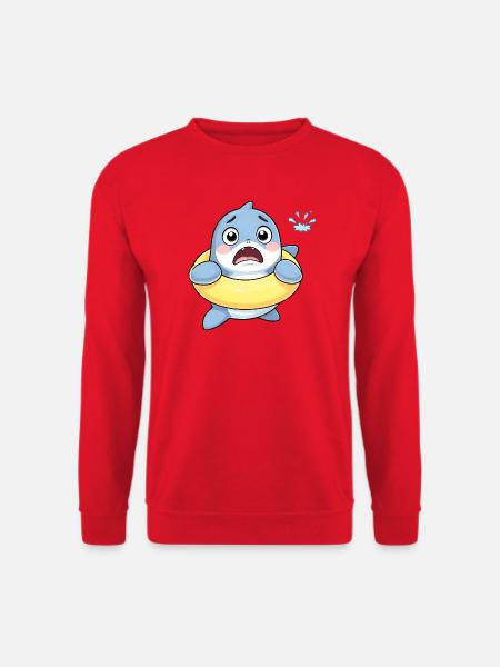 Schüchterner Hai im Schwimmring - Unisex Pullover - Rot