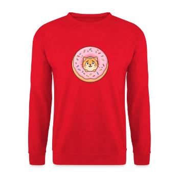Kawaii Cat Donut Pop - Unisex Pullover - Rot - Vorne - Alina (178cm) & Michal (187cm)