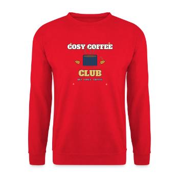Cosy Coffee Club Logo Tee - Unisex Pullover - Rot - Vorne - Alina (178cm) & Michal (187cm)