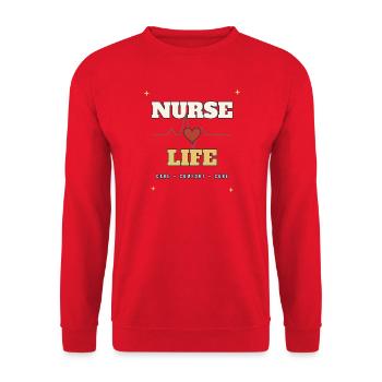 Nurse Life Herzschlag - Unisex Pullover - Rot - Vorne - Alina (178cm) & Michal (187cm)