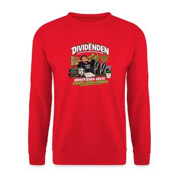Dividenden kaufen mir keine Zeitmaschine - Unisex Pullover - Rot - Vorne - Alina (178cm) & Michal (187cm)