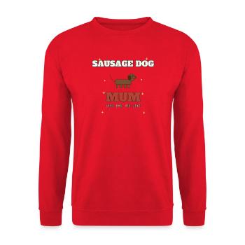 Wursthund-Mama lange Liebe - Unisex Pullover - Rot - Vorne - Alina (178cm) & Michal (187cm)