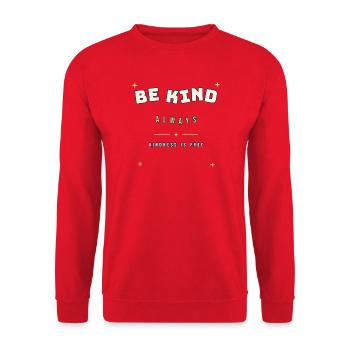Sei immer freundlich: Freundlichkeit ist umsonst - Unisex Pullover - Rot - Vorne - Alina (178cm) & Michal (187cm)