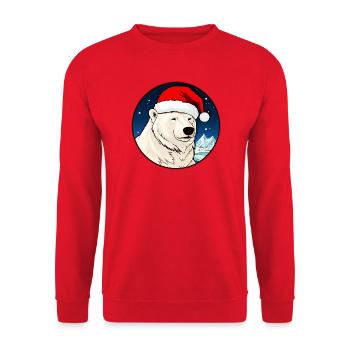 Eisbären Weihnachten - Unisex Pullover - Rot - Vorne - Alina (178cm) & Michal (187cm)