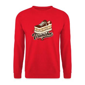 Tiramishoe, Lustiges Coffee & Tiramisu Design - Unisex Pullover - Rot - Vorne - Alina (178cm) & Michal (187cm)