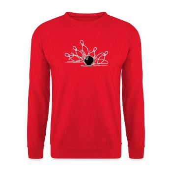 Handgezeichnete Bowling Linienkunst - Unisex Pullover - Rot - Vorne - Alina (178cm) & Michal (187cm)