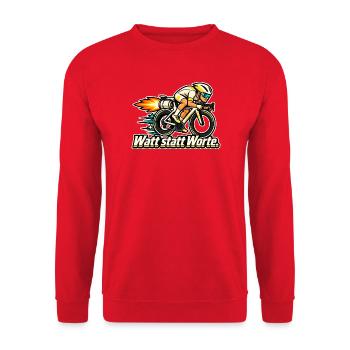Rennradfahrer Radsport Training Watt statt Worte - Unisex Pullover - Rot - Vorne - Alina (178cm) & Michal (187cm)