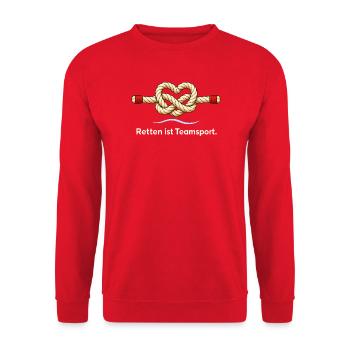 Rettungsschwimmer Lifeguard Wasserrettung Team - Unisex Pullover - Rot - Vorne - Alina (178cm) & Michal (187cm)