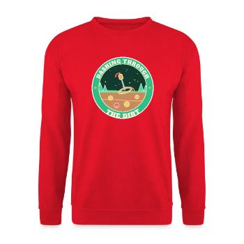 Durch den Dreck rennen Weihnachtsdetektor - Unisex Pullover - Rot - Vorne - Alina (178cm) & Michal (187cm)