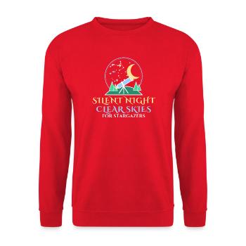 Stille Nacht Klarer Himmel Weihnachtsteleskop - Unisex Pullover - Rot - Vorne - Alina (178cm) & Michal (187cm)