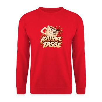 Ich Habe Einen An Der Tasse Kaffee - Unisex Pullover - Rot - Vorne - Alina (178cm) & Michal (187cm)