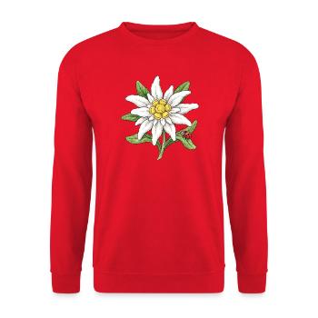 Weiße Blüte mit Marienkäfer - Unisex Pullover - Rot - Vorne - Alina (178cm) & Michal (187cm)
