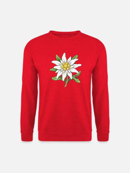 Weiße Blüte mit Marienkäfer - Unisex Pullover - Rot
