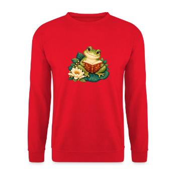 Froschleser auf Seerosen - Unisex Pullover - Rot - Vorne - Alina (178cm) & Michal (187cm)