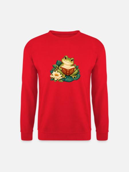 Froschleser auf Seerosen - Unisex Pullover - Rot