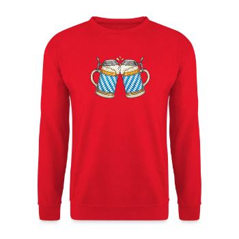 Prost Bayerische Bierkrüge - Unisex Pullover - Rot - Vorne - Alina (178cm) & Michal (187cm)