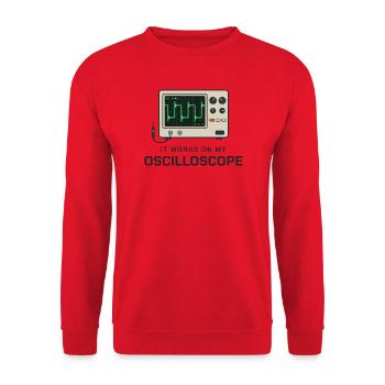 Es funktioniert an meinem Oszilloskop - Unisex Pullover - Rot - Vorne - Alina (178cm) & Michal (187cm)