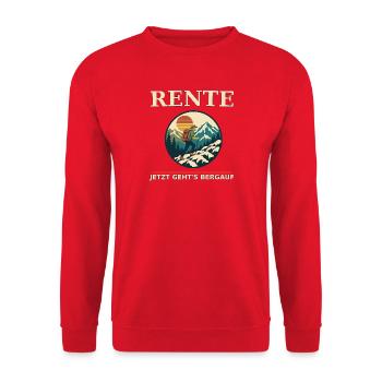 Rente Bergauf Abenteuer - Unisex Pullover - Rot - Vorne - Alina (178cm) & Michal (187cm)