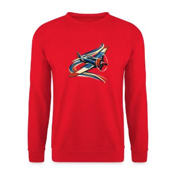 Flugzeuge und Luftstrombänder - Unisex Pullover - Rot - Vorne - Alina (178cm) & Michal (187cm)