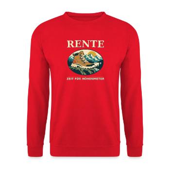 Rente: Zeit für Höhenmeter - Unisex Pullover - Rot - Vorne - Alina (178cm) & Michal (187cm)