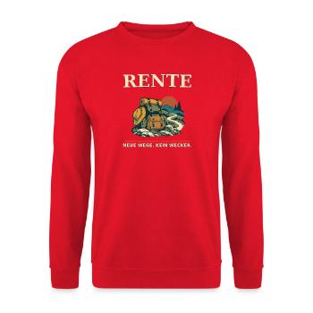 Rente: Neue Wege, kein Wecker - Unisex Pullover - Rot - Vorne - Alina (178cm) & Michal (187cm)
