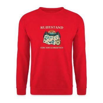 Ruhestand Fern Vom Schreibtisch - Unisex Pullover - Rot - Vorne - Alina (178cm) & Michal (187cm)
