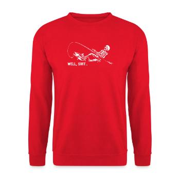 Well Shit Skeleton Lost Fish Fishing Halloween - Unisex Pullover - Rot - Vorne - Alina (178cm) & Michal (187cm)