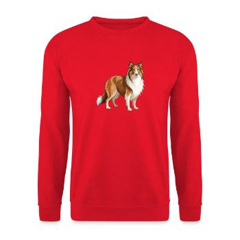 Collie Dog steht - Unisex Pullover - Rot - Vorne - Alina (178cm) & Michal (187cm)