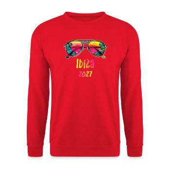 Ibiza 2027 Rainbow Sunglasses Design - Unisex Pullover - Rot - Vorne - Alina (178cm) & Michal (187cm)