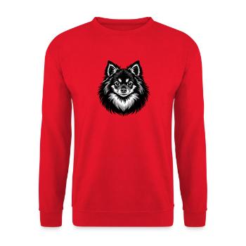 Pommerscher Hundekopf - Unisex Pullover - Rot - Vorne - Alina (178cm) & Michal (187cm)